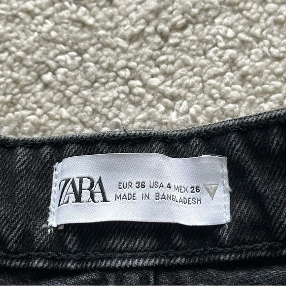 Zara black wash denim jean shorts high rise button fly cut offs 4 - Picture 2 of 7